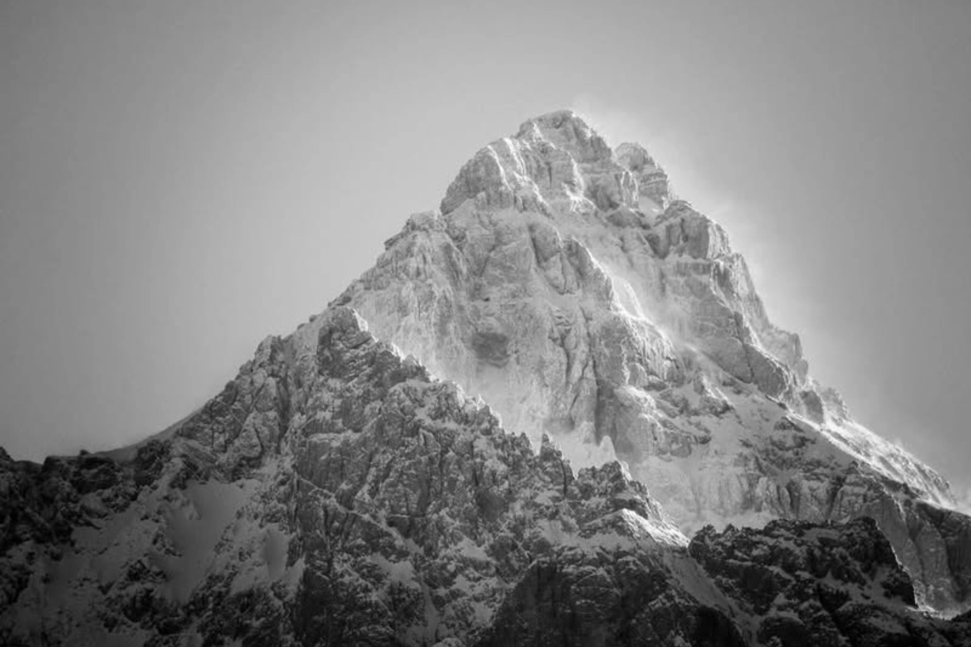 Snow-covered Razor summit in the Julian Alps, Slovenia