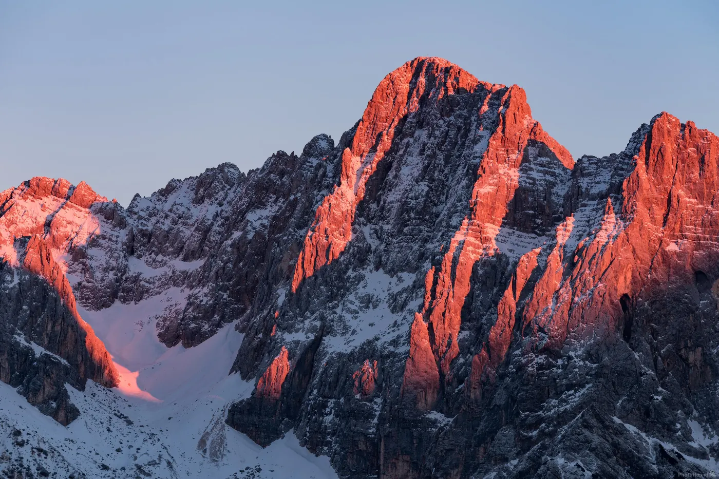 Škrlatica at sunset in the Julian Alps, Slovenia