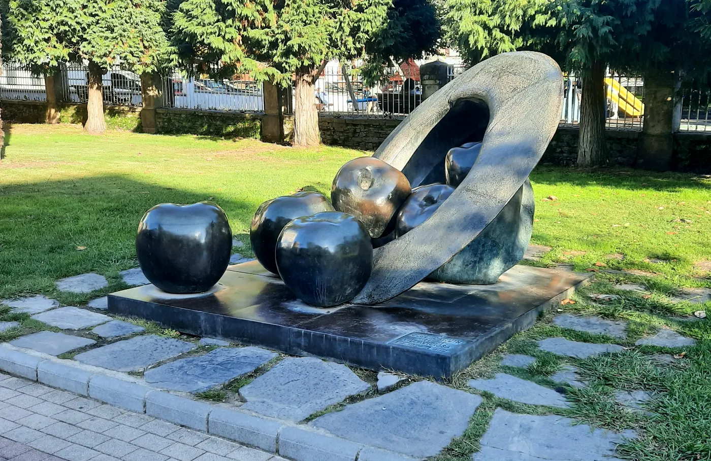 Artistic sculpture in the town of Villaviciosa